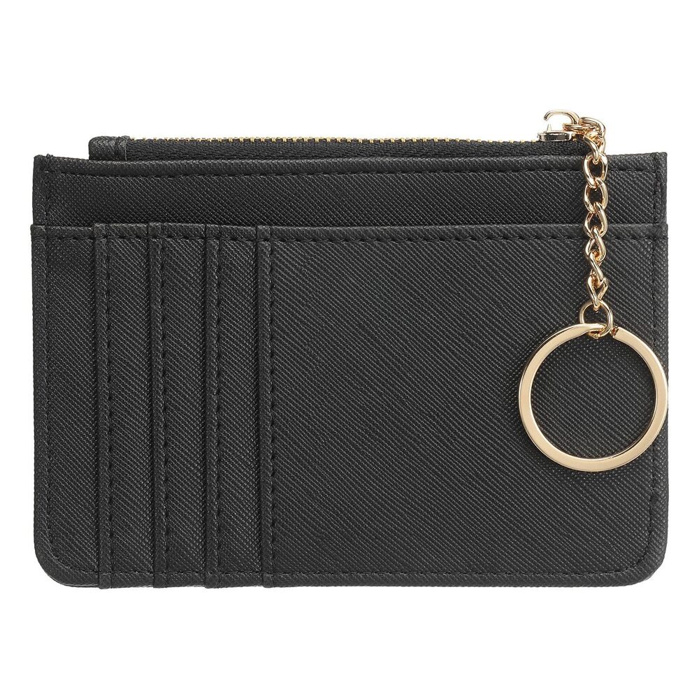 6632 Small Credit Card Wallet Expanded Slim Wallet with Key Rings, PU